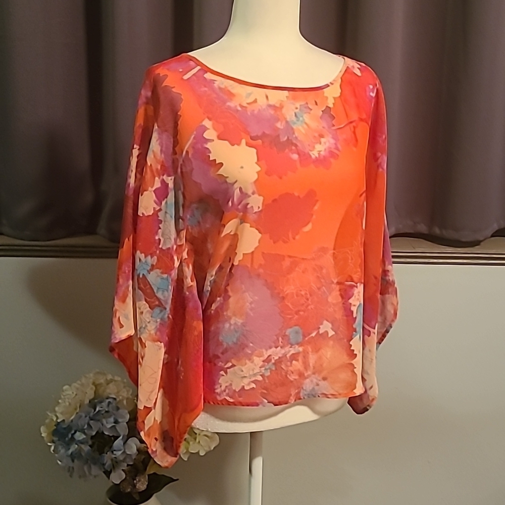 a.n.a Sheer Floral Top